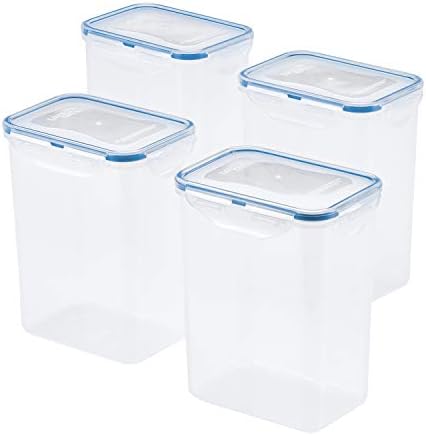 Easy Essentials luchtdichte rechthoekige hoge voedselbewaarcontainer, 7,61 kopjes, 4-delig, transparant Easy Essentials luchtdichte rechthoekige hoge voedselbewaarcontainer, 7,61 kopjes, 4-delig, transparant