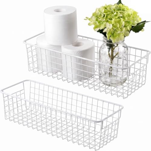 Draadmandjes voor opbergruimte, metalen toiletpapierhouder, wit Draadmandjes voor opbergruimte, metalen toiletpapierhouder, wit