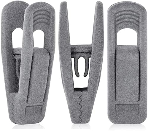 Grijze hangerclips voor fluwelen hangers — 40 stuks grijze antislip fluwelen hangerclips, fluwelen hangerclips geschikt voor smalle fluwelen hangers Grijze hangerclips voor fluwelen hangers — 40 stuks grijze antislip fluwelen hangerclips, fluwelen hangerclips geschikt voor smalle fluwelen hangers