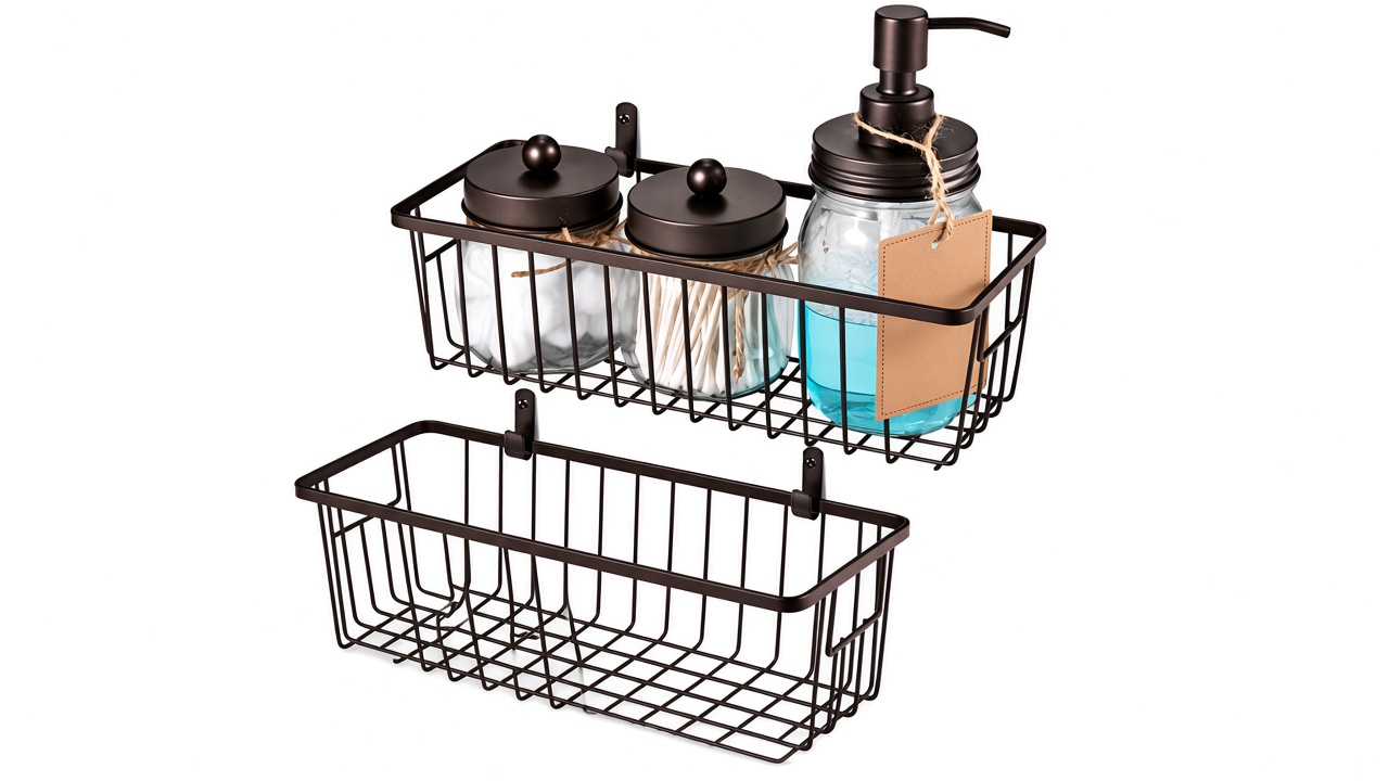 Metalen draadmand, kleine opbergmandjes voor badkamer en keuken Metalen draadmand, kleine opbergmandjes voor badkamer en keuken