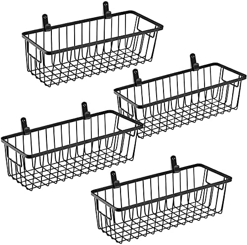Hangmandjes voor aan de muur, kleine draadmandjes voor opbergdoeleinden, set van 4 Hangmandjes voor aan de muur, kleine draadmandjes voor opbergdoeleinden, set van 4