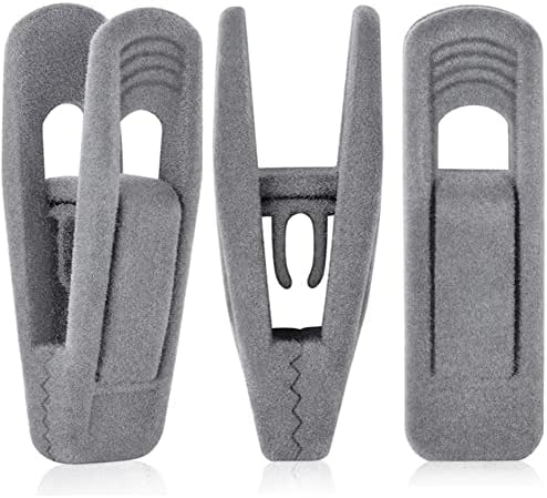 Grijze fluwelen kledinghangerclips — 60 stuks fluwelen kledinghangerclips, sterke fluwelen clips geschikt voor fluwelen kledinghangers Grijze fluwelen kledinghangerclips — 60 stuks fluwelen kledinghangerclips, sterke fluwelen clips geschikt voor fluwelen kledinghangers
